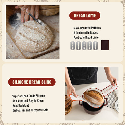 SOURACE™ | Sourdough Starter Kit,10 Inch Round & 9 Inch Oval Sourdough Bread Basket Set