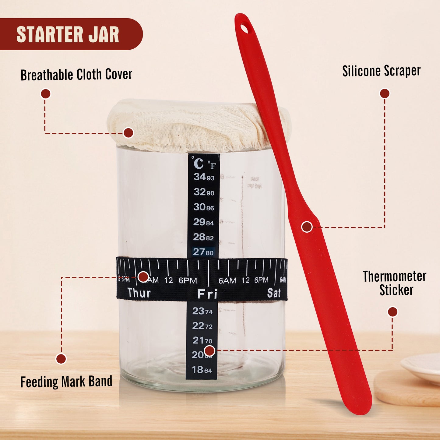 SOURACE™ | Sourdough Starter Kit,10 Inch Round & 9 Inch Oval Sourdough Bread Basket Set