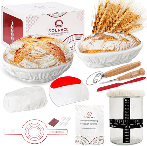 SOURACE™ | Sourdough Starter Kit,10 Inch Round & 9 Inch Oval Sourdough Bread Basket Set